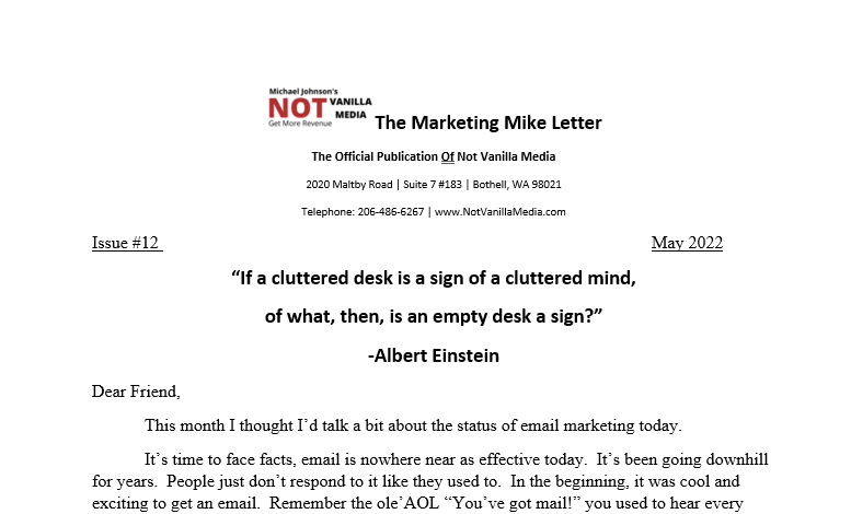 image of the marketing mike letter